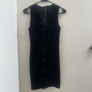 Shinestar Black Lace-Up Mini Dress